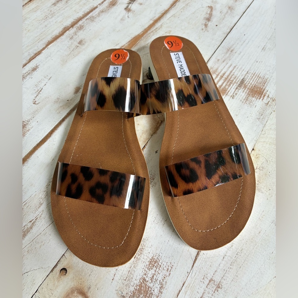 Steve Madden Leopard Print Slide Sandals 9.5 Chic… - image 2